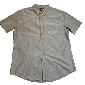 Tony Hawk Mens Gray Button-Up Shirt XL Short Sleeve 60% Cotton 40% Polyester Cas
